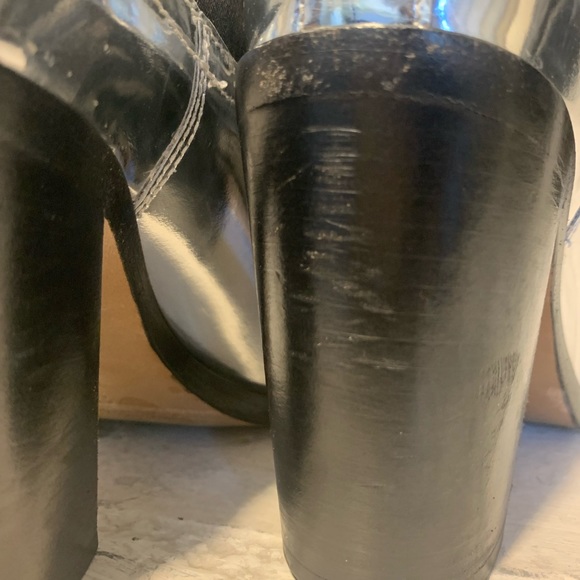 (Off-White) Block Heel Metallic Cowboy Booties - Picture 8 of 11